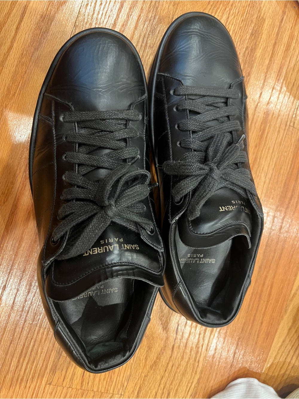 Saint Laurent Black Low-Top Leather Sneakers with Tonal Lace